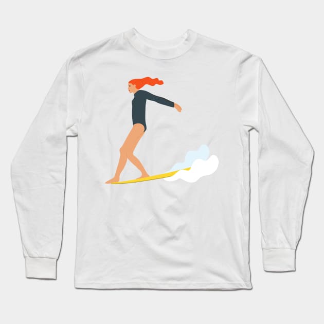 Surfing girl 1 Long Sleeve T-Shirt by grafart